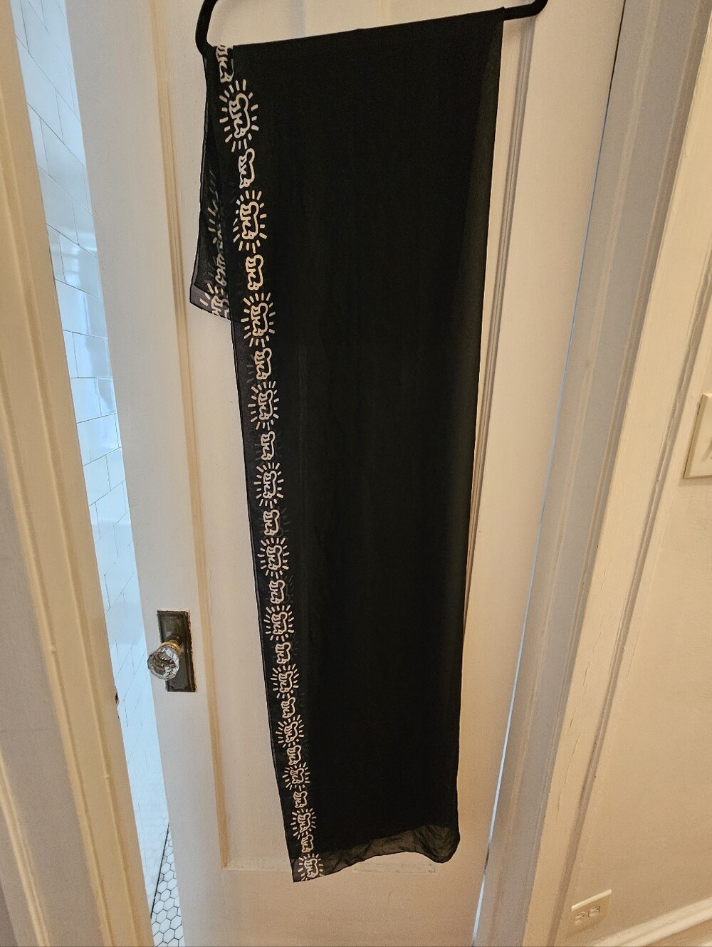 Keith Haring Radiant Baby Navy Blue Sheer Scarf